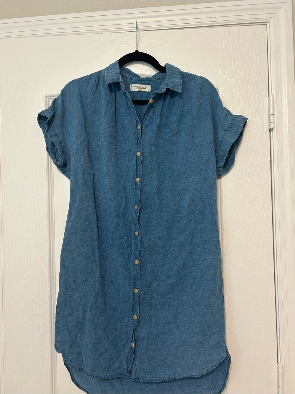 Madewell Light Blue Button-Front Chambray Dress